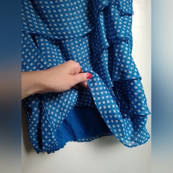 💚 NWOT Blue ruffle gingham top - Picture 7 of 11